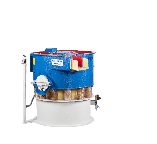 A blue and white machine with some food inside of it